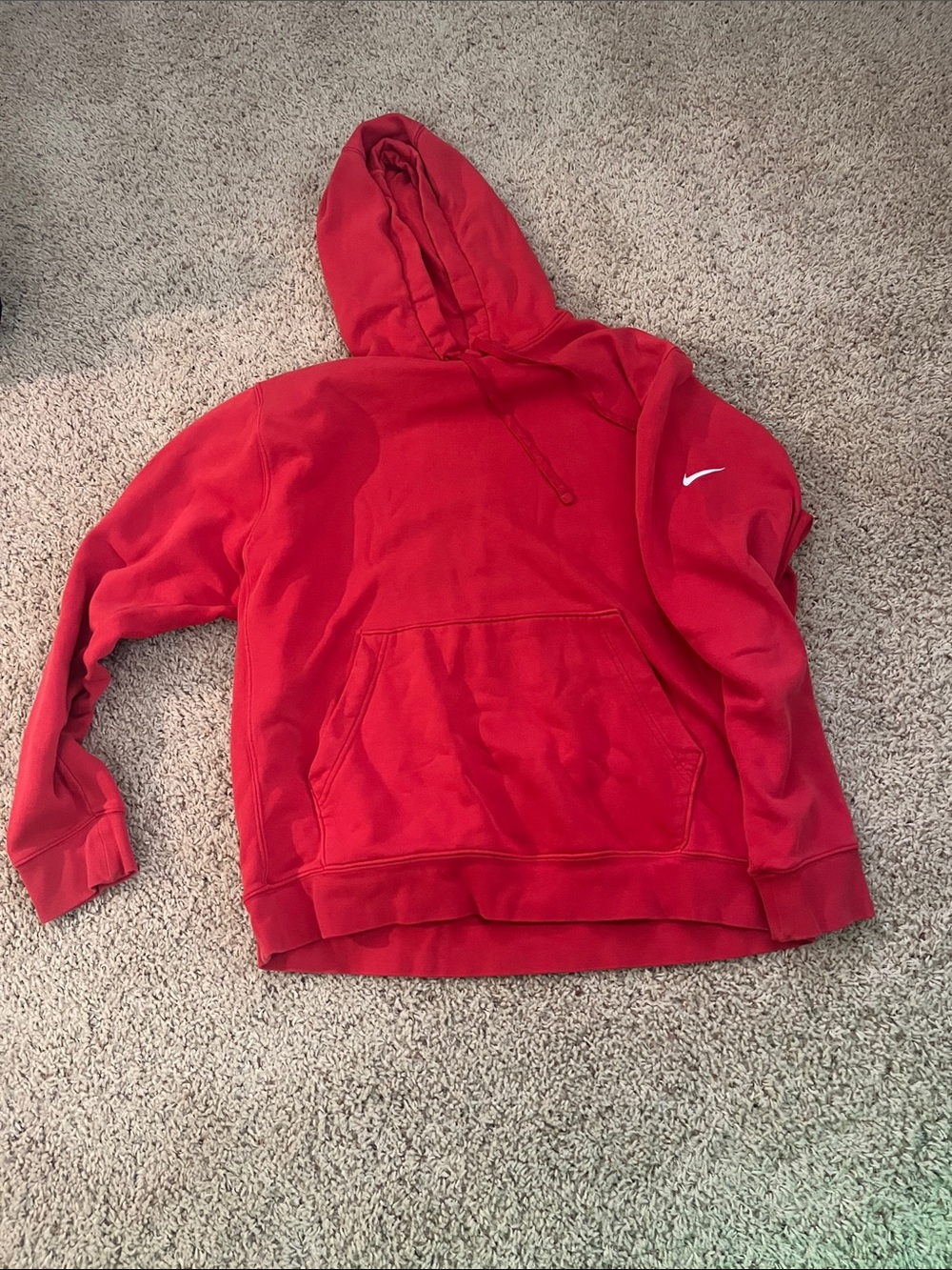 Nike Red Hooded Pullover with White Swoosh
